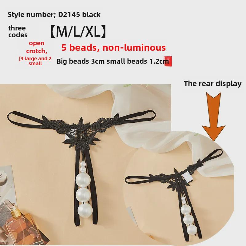 Women's Plus Size Transparent Thong: Open Crotch Pearl Massage, Perfect for Nightclub Temptation