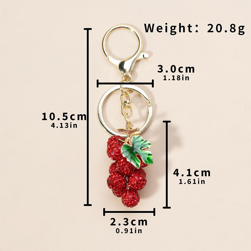 Creative Cherry Grape Keychain Simulation Fruitage Alloy With Rhinestone Key Chain Bags Pendants