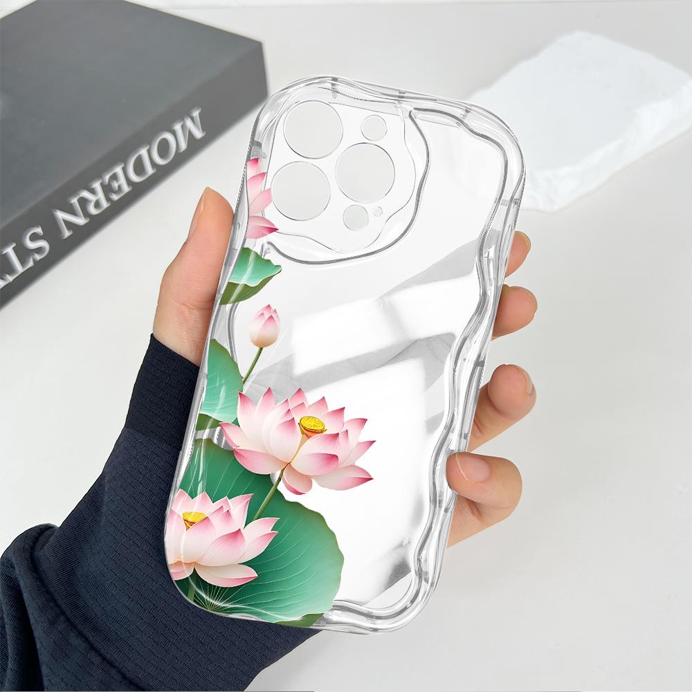 Cute Cartoon Pattern Cream Texture Casing Wavy Edge Soft Silicone Cover Phone Case for Huawei Honor Infinix Tecno iPhone