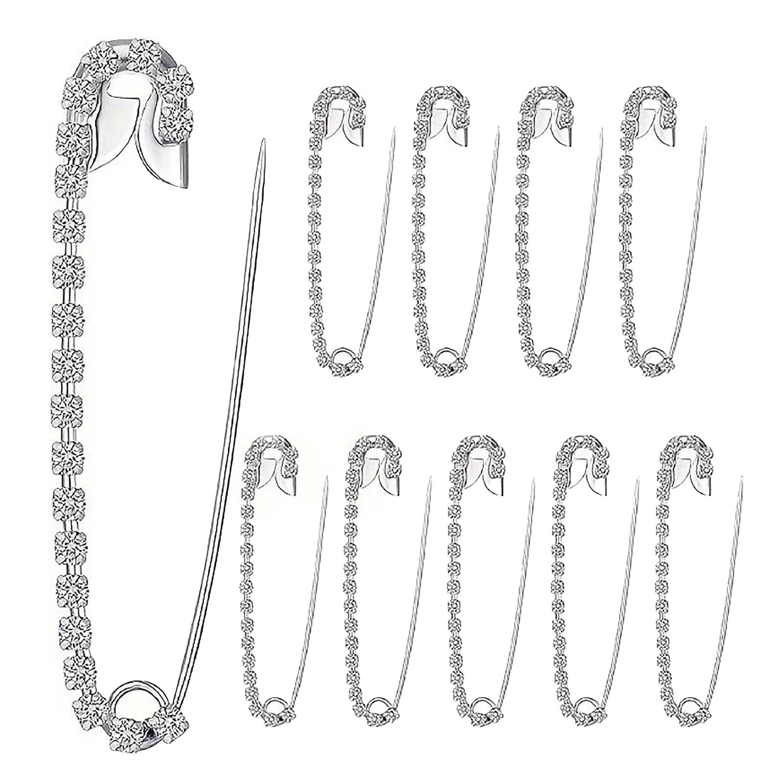 

10Pcs Chic Rhinestones Brooch Pins Adornment Sparkling Rhinestones Pins Decorative Clip For Women s Clothing серебряный