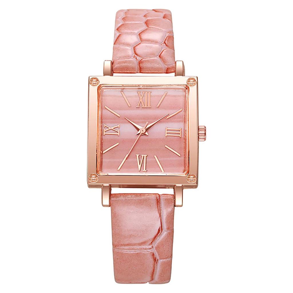 1pc-Fashionable and Minimalist Women's Square Belt Quartz Watch, Retro High-end Roman Watch