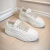 Cream platform white shoes women's leather surface autumn niche home shoes board shoes low-top student home shoes dad shoes