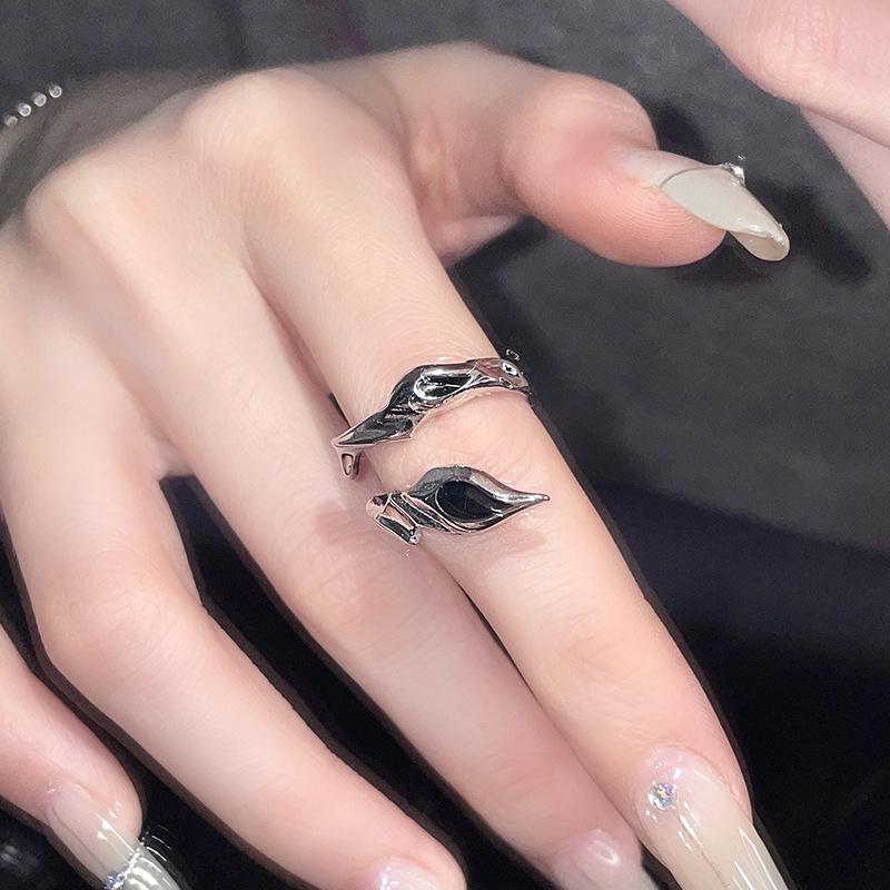 Original Design Nische High Sense Französischer Kalter Wind Persönlichkeit Emaille Offener Ring Zeigefingerring Damen