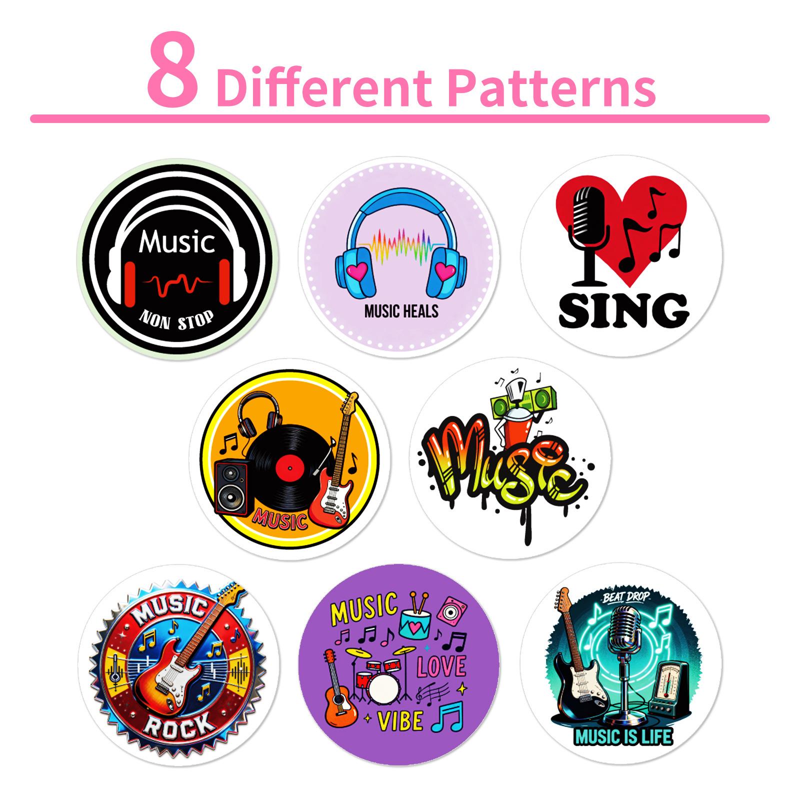 

500 Sheets/Roll Music Theme Roll Sticker 8 Pattern Loop Cartoon Dot Sticker Self-Adhesive Sealing Sticker