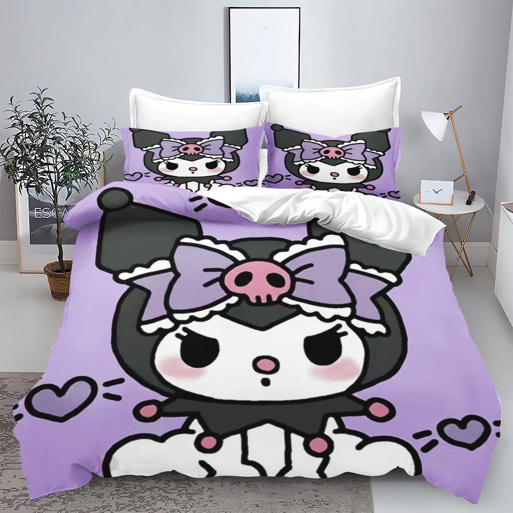 Kuromi My Melody Sanrio Series Printed Bedroom Bedding Set Duvet Cover Christmas Gifts Comforte Cartoon With Pillowcase