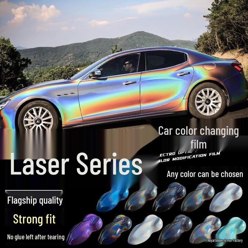 Laser Color Change Film: 7-Color Pearlescent Wrap for Full Car In White, Gray, or Black