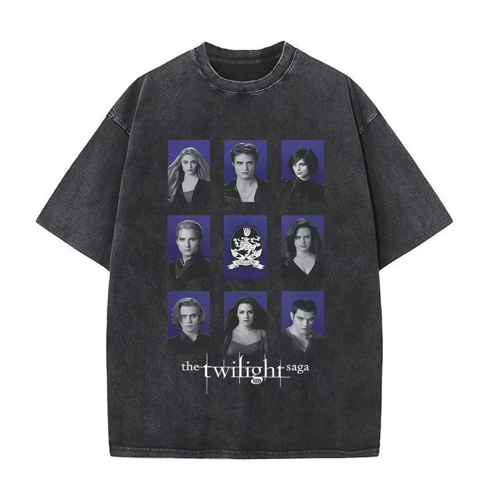 Wypłukane Vintage Film Zmierzch Miłośnik Książek Wampir Edward Cullen Koszulki Wilk Jacob Black Koszulka Koszulki Roberta Pattinsona