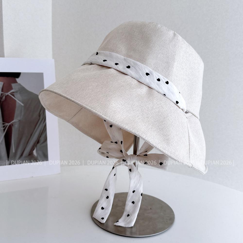 Japanese Princess Sweet Bucket Hat Women Spring Summer Sunscreen Sun Hat Small Fresh Polka Dot Lace-up Loli Sun Basin Hat