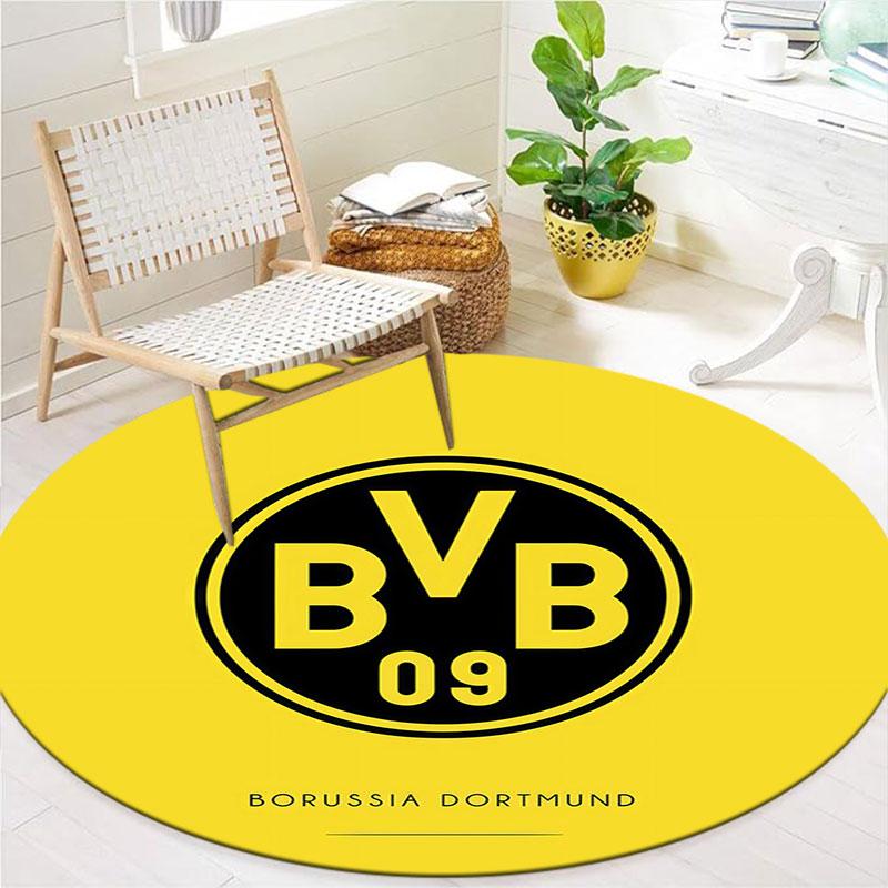 Borussia Round Area Rug,Carpet Rug for Living Room Bedroom Sofa Playroom Decor,Non-slip Floor Mat
