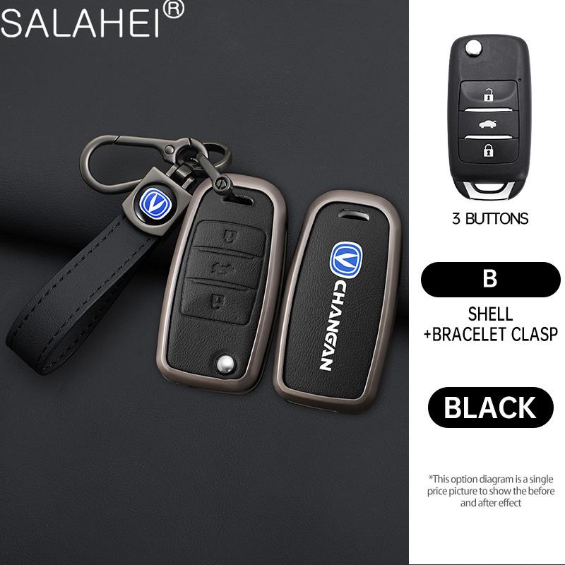 Leather Car Key Case Cover Shell Fob For Changan CS15 Eado Raeton CS35 Plus CS55 CS75 J35 Hunter F70 CS1 CV1 Alsvin Accessories