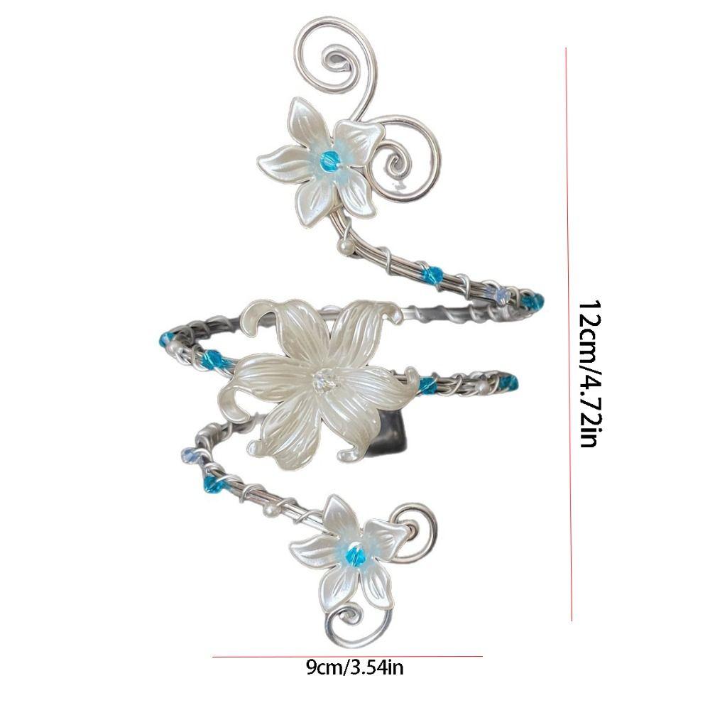 Hollow Out Open Arm Bangle Floral Arm Ring Vintage Iris Flower Bracelet Hand Jewelry