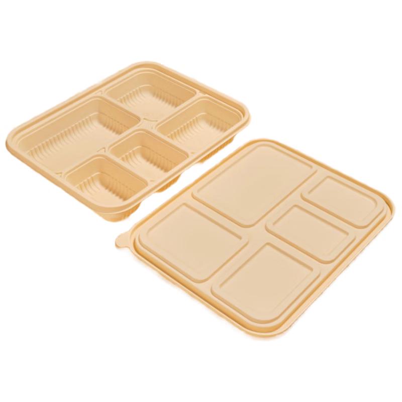 Biodegradable Corn Starch 5-Compartment Disposable Lunch Boxes