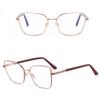 Damskie Okulary Kocie  Oczy Zerówki Do Komputera Blue Light Z Fleksami 25145B Różowe Złoto/Bordo