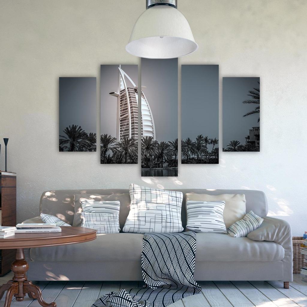 Feeby Five Piece Picture Canvas Print, Modern Hotel In Dubai