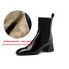 Krazing Pot Cow Skin Autumn Winter Shoes Thick Med Heels Size 43 Western Boots Slip on Stretch Knitwear Ankle Boots