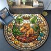 Dinosaur Glass Art Round Area Rug Under Office Chairs Bedroom Living Room Home Decor
