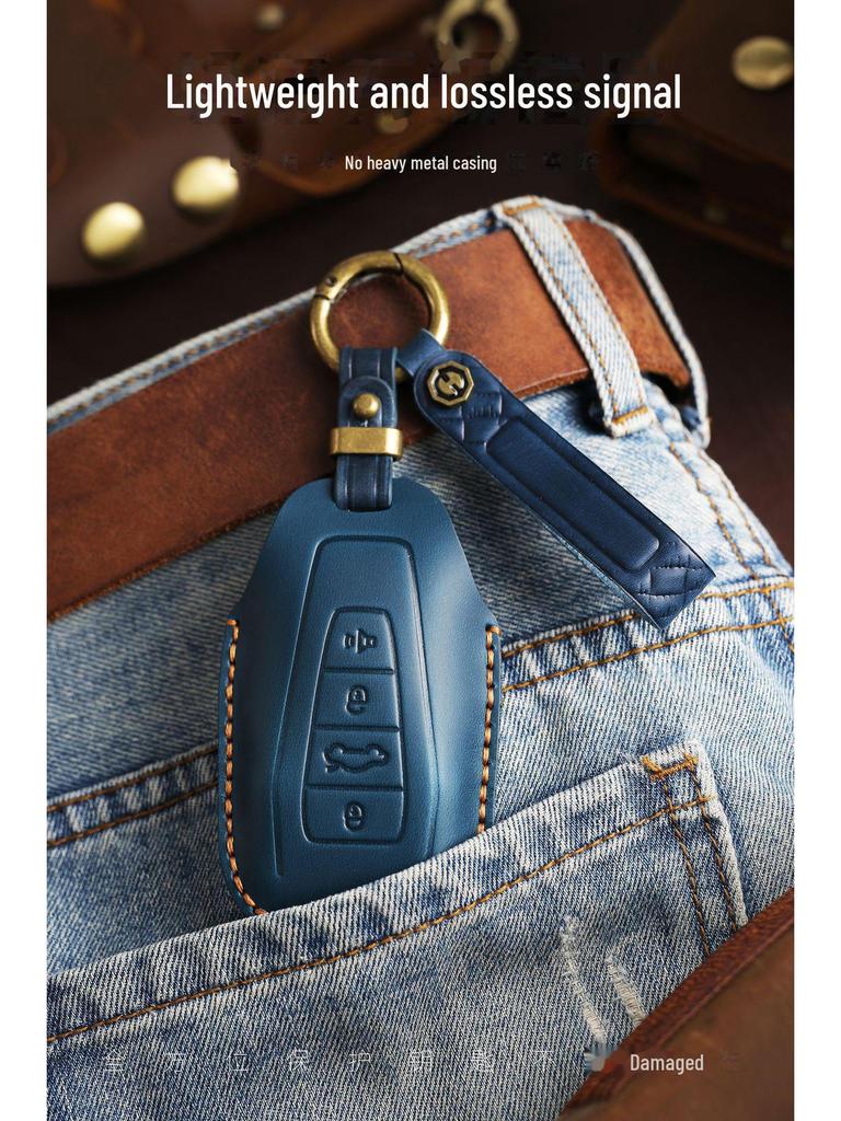 Retro Hand-Stitched Leather Key Cover for Geely Dihao Binrui