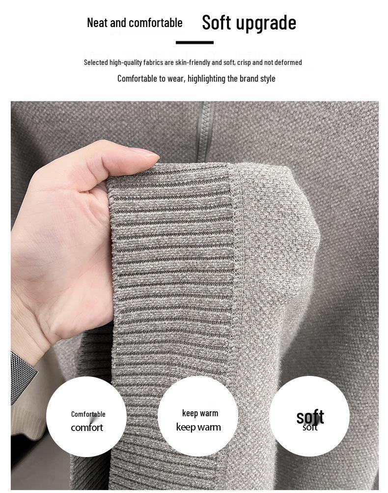 Herren Winter Chenille Pullover - Verdickter Halbhoher Kragen Reißverschluss - Warme Samtgefütterte Basisschicht