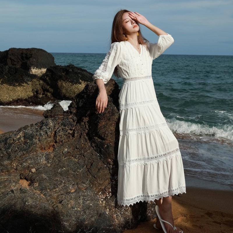 

Белое платье макси с коротким рукавом - Отпускное и готовое для фотосессии Супер фея F950 Small