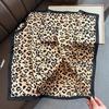 South Korea's Popular Spring and Summer Black Edge Medium Square Scarf Imitation Silk Fashion Silk Scarf Leopard Print Scarf Thin Versatile Fashion