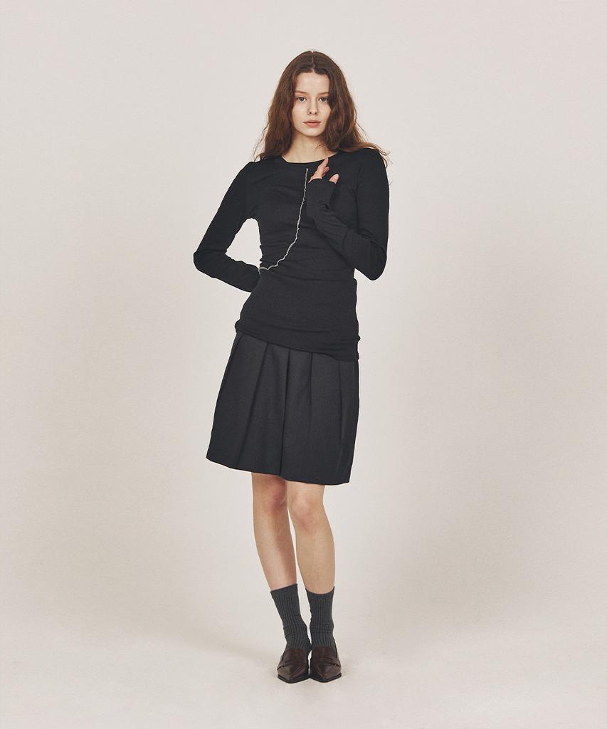 WEREVE Pleated Bermuda Skirt Pants_Black