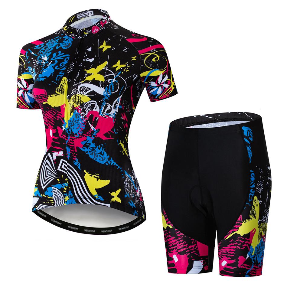 Weimostar Pro Team Abbigliamento da Ciclismo Set Maglia da Ciclismo da Donna Traspirante Abbigliamento per Mountain Bike Uniforme Estiva per Bici Ropa