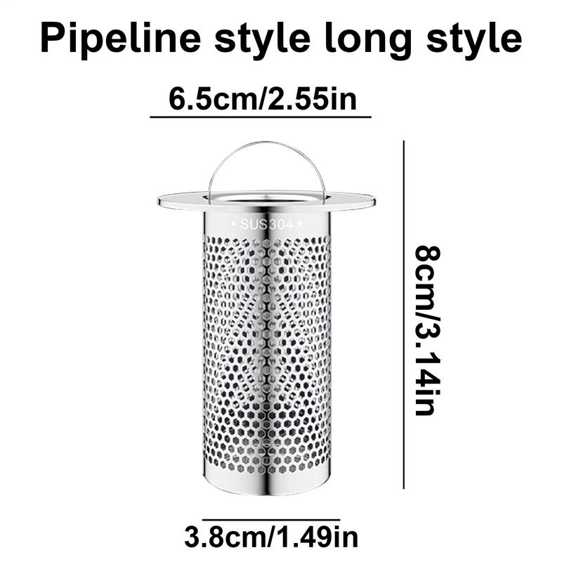 Sink Drain Strainer Stainless Steel Rustproof Fine Mesh Drain Catcher Strainer Basket With Handle Embedded Multifunctional Sink