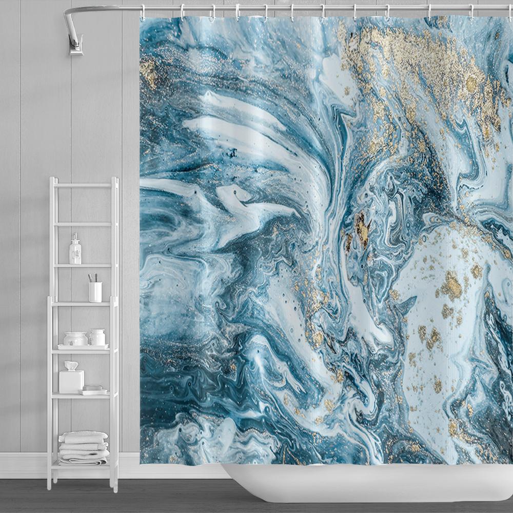 Мраморные занавески для душа с 3D принтом для ванной комнаты, мраморные занавески для ванной с золотыми прожилками, водостойкий чехол для купания из полиэстера с крючками