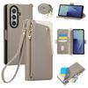Crossbody Wrist Strap Case for Samsung Galaxy Z Fold 8 Ultra 7 6 5 4 3 5G Wallet with Card Holder Zipper PU Leather Flip Cover