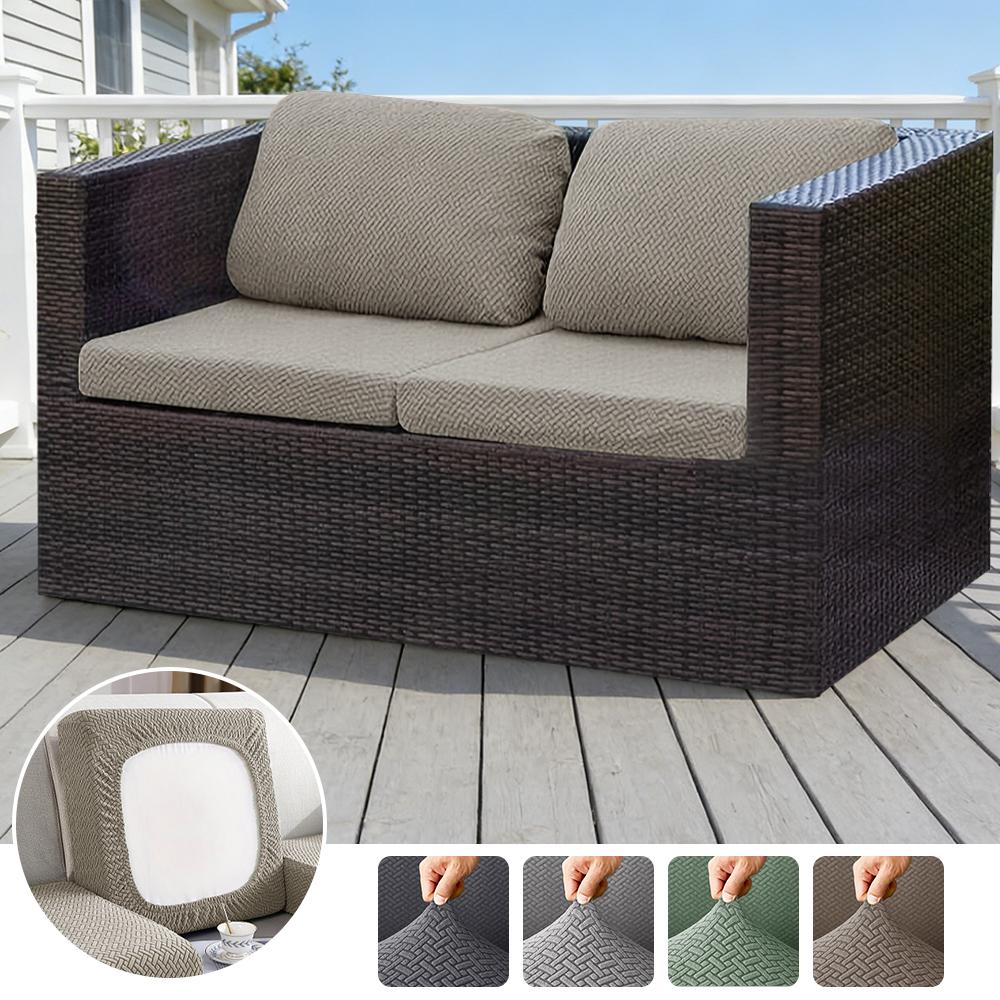 Coprisedile Spesso per Divano da Patio in Jacquard Twill Elastico Copertura per Divano da Cortile Protettore da Giardino Antipolvere Copricuscino per Divano