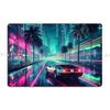 Shoreline Drifter Car Driving Towards Synthwave Sun Through s Miami Metal Plaque Printing Customize Tin Sign Poster