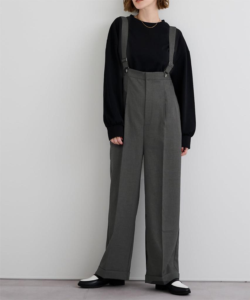 Yours BEXN1945 Women's Center Press Double Overalls, Size M, Charcoal