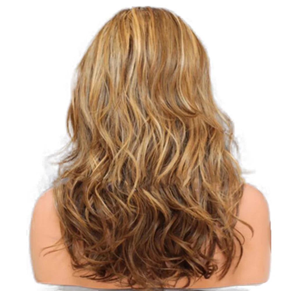 Long Curly Wig For Women Ladies Party Natrual Mixed Brown Blonde Synthetic Hair Wigs