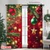 2 szt. płaski nadruk 2D Kurtyna świąteczna Christmas on5 100% poliester Bez elektryczności Wszechstronna do fotobudek Urodziny