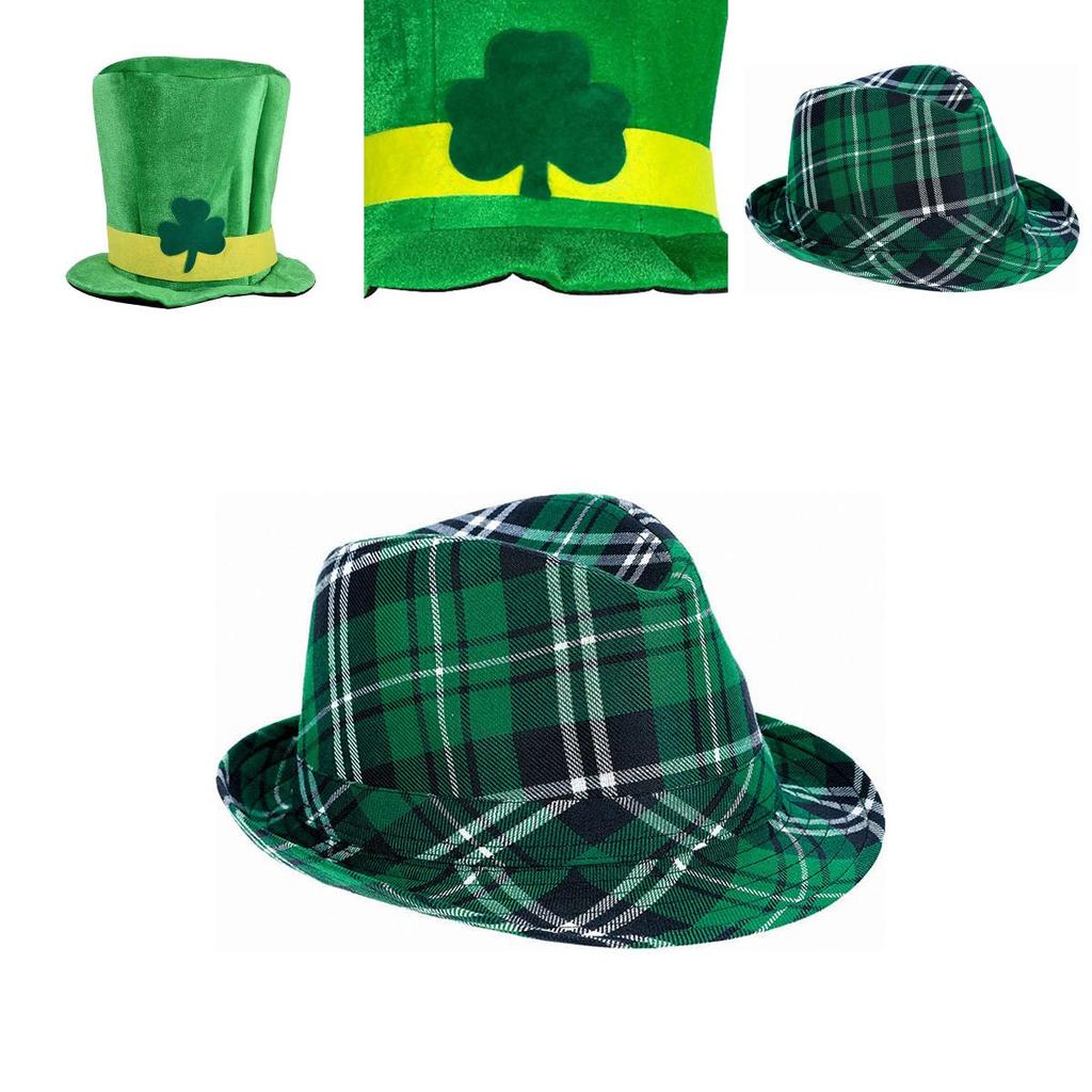 St. Patrick's Day Irish Leprechaun Shamrock Velvet Hat Adult Fancy Dress Accessory