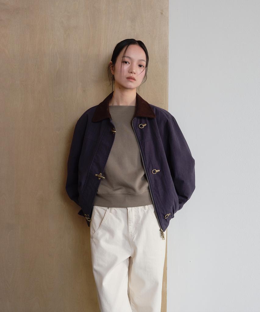 Hane Plain Buckle Jacket_Navy