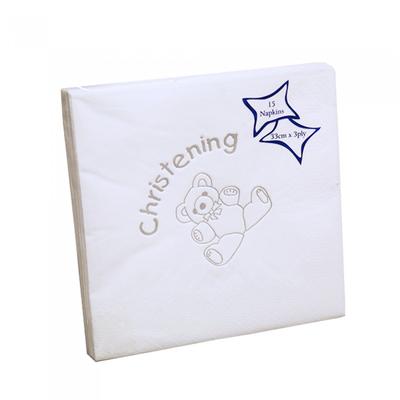 Guardanapos estampados com estampa de ursinho de batizado (Pacote de 15)