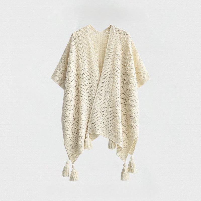 Plášť v etnickém stylu v jednobarevné variantě Dámský pletený svrchní oděv Yunnan Lijiang Xinjiang Xizang Cestovní foto plášť Plášť Kabát