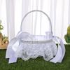 6 Style White Romantic Bowknot Burlap Wedding Ceremony Party Rose Flower Basket