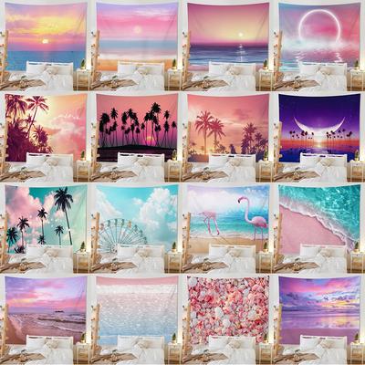 Summer Seaside Sunset Natural Scenery Tapestry Home Decoration Living Room Bedroom Wall Hanging Background