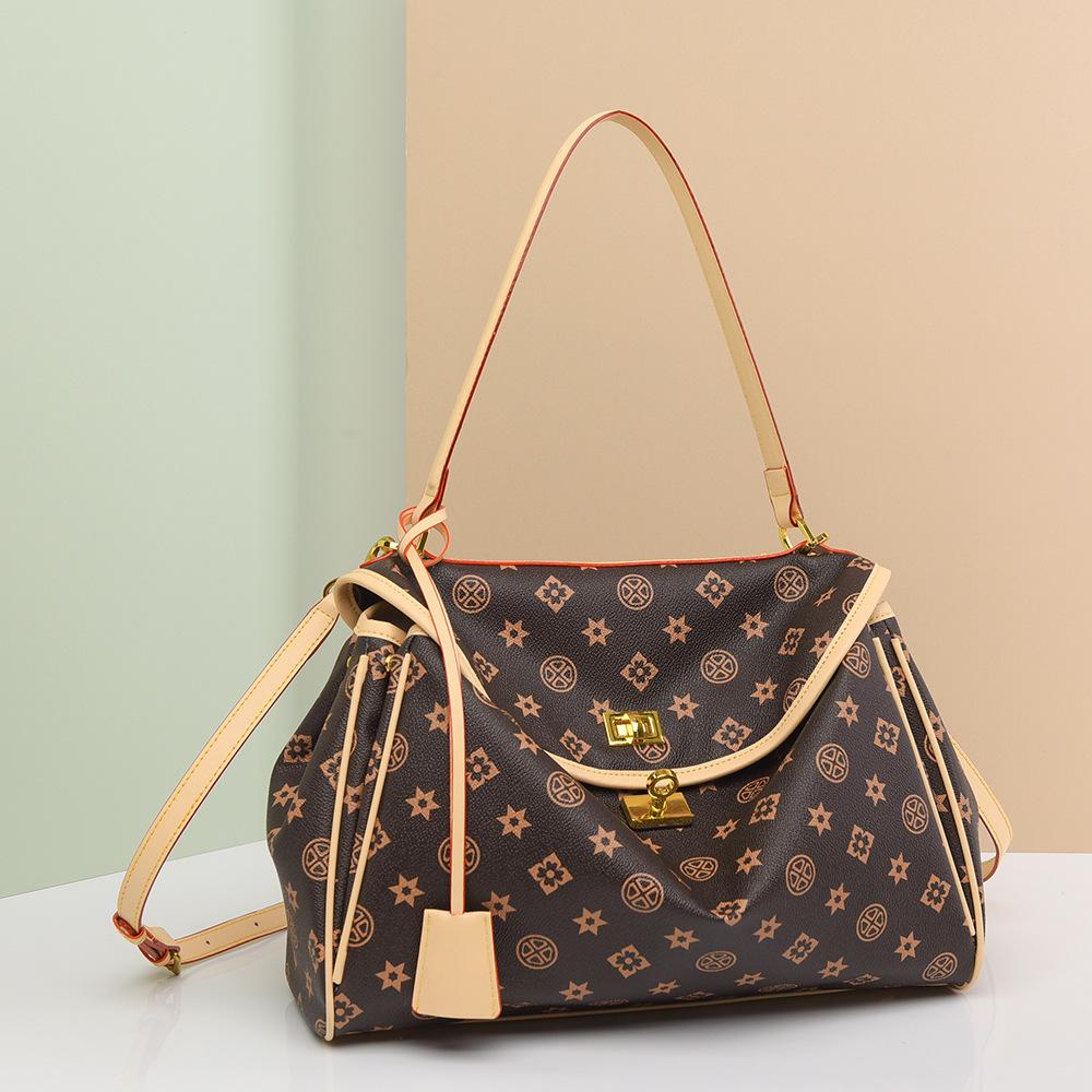 Tote Bag New Printed Shoulder Bag Fashionable High-end Versatile Handbag Large Capacity Contrast Color Bag For Women