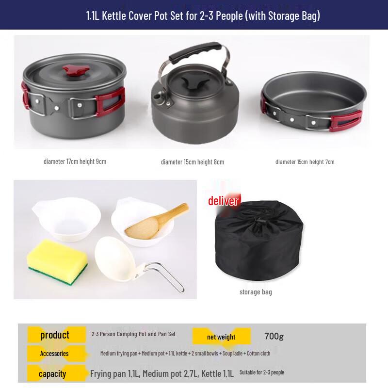 

Outdoor Camping Kettle & Cookware Set 72*51