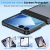 Translucent Matte Protective Case with Tempered Glass Screen Protector for Samsung Galaxy Z Flip 7, Hinge Protection Slim Cover-Black