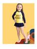 Girls' Long-Sleeved Split Swimsuit with Letter Print & Short Skirt - 2025 Collection