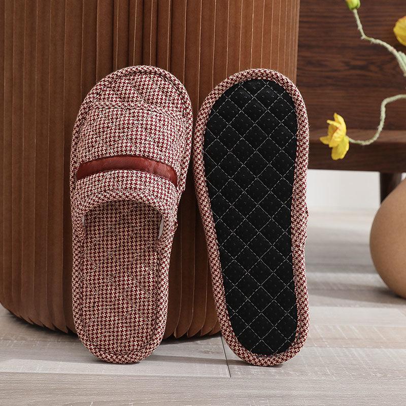 

Хлопковые парные милые тапочки с бантом, нескользящие гранулированные, бесшумные, с мягкой подошвой из ткани, женские, для дома, весенне-осенние, четырехсезонные men s large size is suitable for 40-43 feet