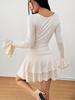 Women's High Waist Slim Fit Low Cut Long Sleeve Dress - Spring/Summer Collection