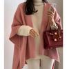 Women's Chic Layered Knitwear: Autumn and Winter Loose Shawl Sweater Coat