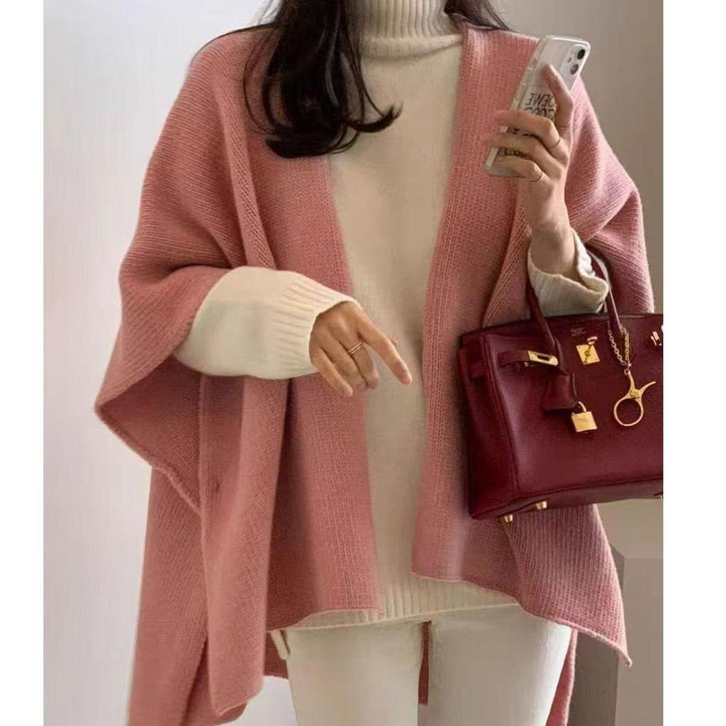 Women's Chic Layered Knitwear: Autumn and Winter Loose Shawl Sweater Coat
