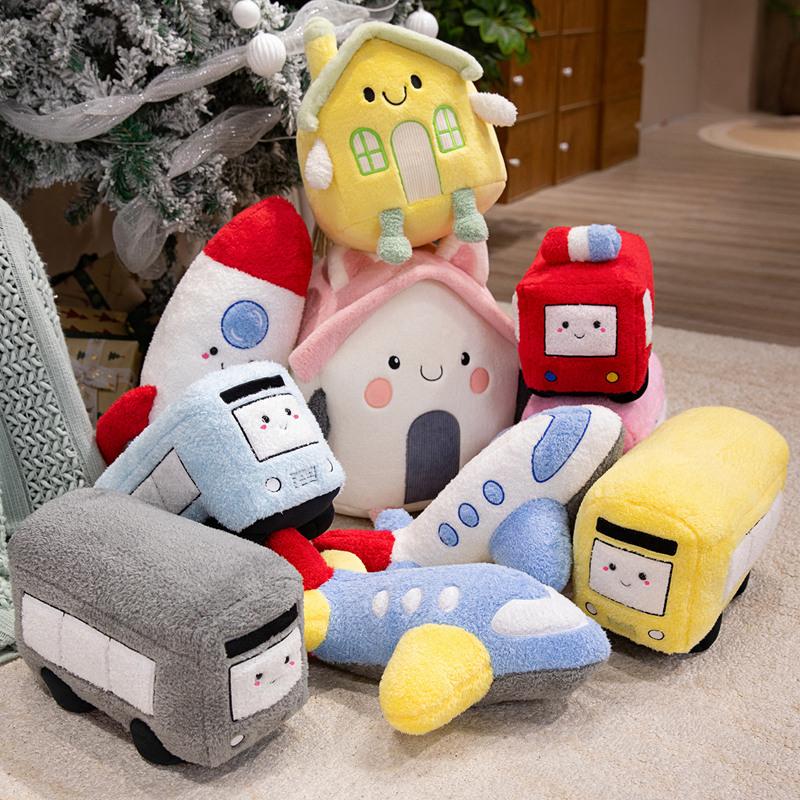 Super Cartoon Plush Throw Pillow for Baby - Sleeping Comfort Doll Car Airplane House Soft Toy Ideal Christmas & Halloween Gift