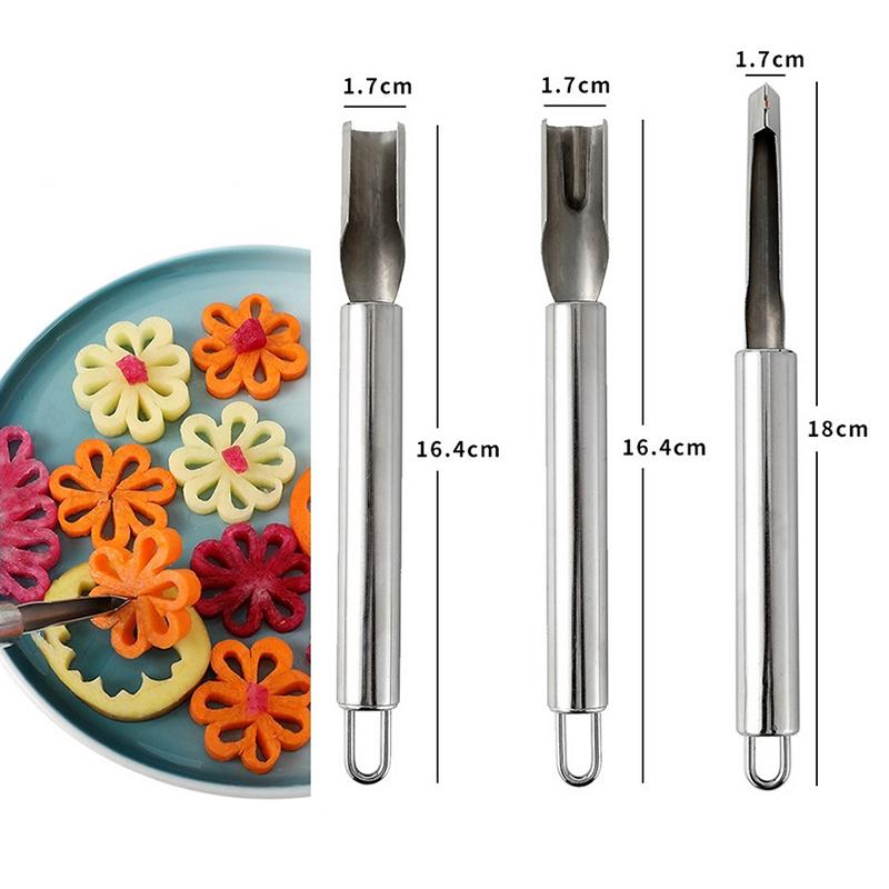 1/3Pcs Carving Tool Stainless Steel Carving Knife Fruit And Vegetable Carving Knife Semicircle Water Drop Petal Shape